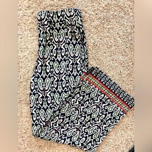 Kim Roger’s Ikat tribal tropical pull on stretchy boho pants pure comfort NWOT